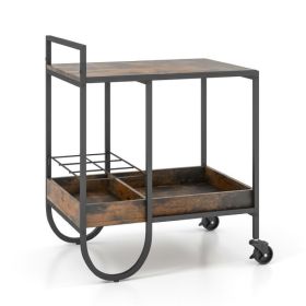 Mobile Bar Cart on Wheels Kitchen Island Cart