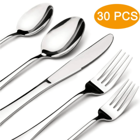 Silverware Sets, 30 Pieces Stainless Steel Flatware Set, Utensils Set Service for 6, Tableware Cutlery Set for Home and Restaurant