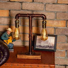 Twilight Steampunk Handmade Vintage Adjustable Pipe Lamp (Color: Red copper)